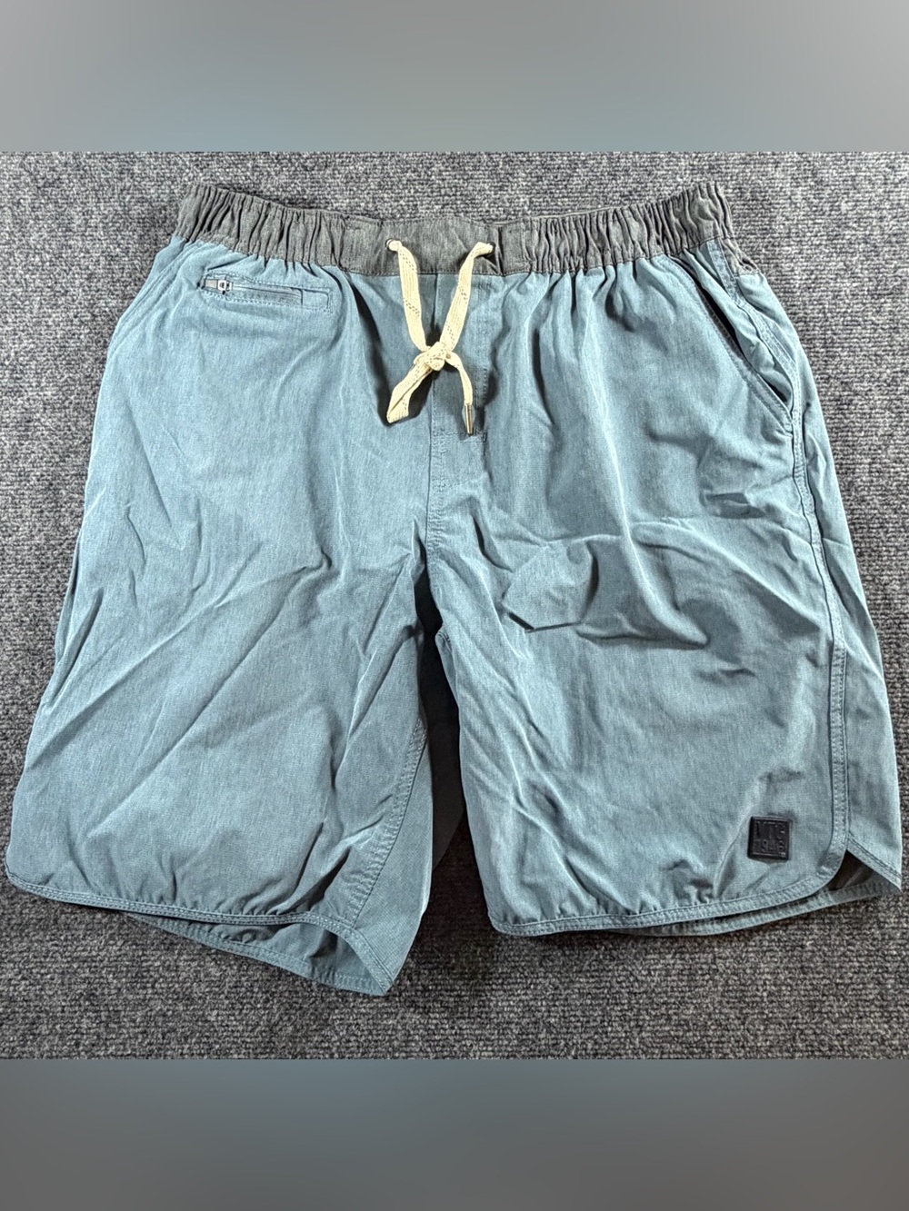 VTG 1946 Board Shorts Mens XL Blue Gray Stretch Performance Drawstring Waist